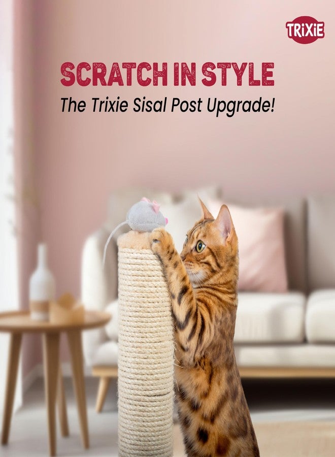 Trixie Natural Sisal Scratching Post for Cats - 9x40 cm Durable Cat Scratch Pole | Ideal for Claw Maintenance & Indoor Cat Activity - Image 2